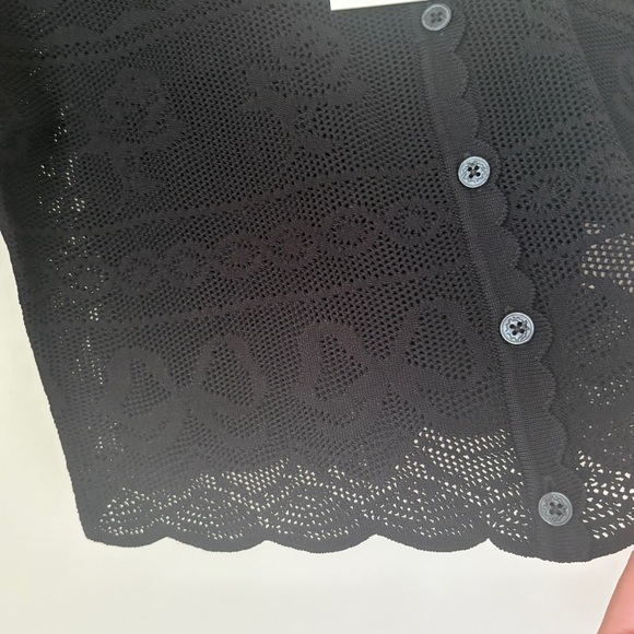 NWT Loveshackfancy Gretta Pointelle Knit Bow Cardigan Black | S - Picture 13 of 14
